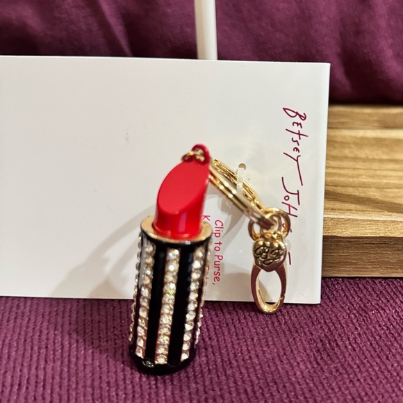 Betsy Johnson Crystal Lipstick Bag Charm/Keychain NWT - Picture 4 of 4